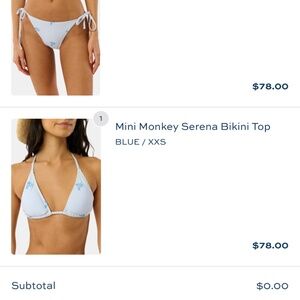 XXS Roller Rabbit Monkey Serena Bikini Top and Bottom